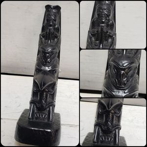 Totem Pole native art decor figurine Boma Canada brand argillite replica